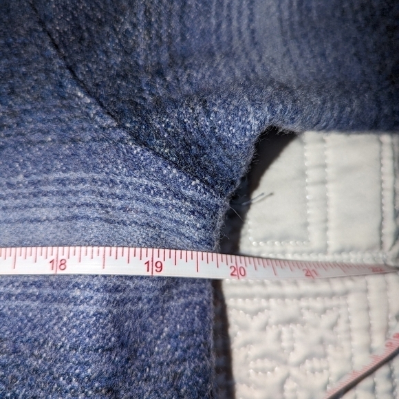 WOOLRICH VINTAGE Blue White Plaid Oversized Wool Long Lined Shaket Blanket Coat - Picture 10 of 12